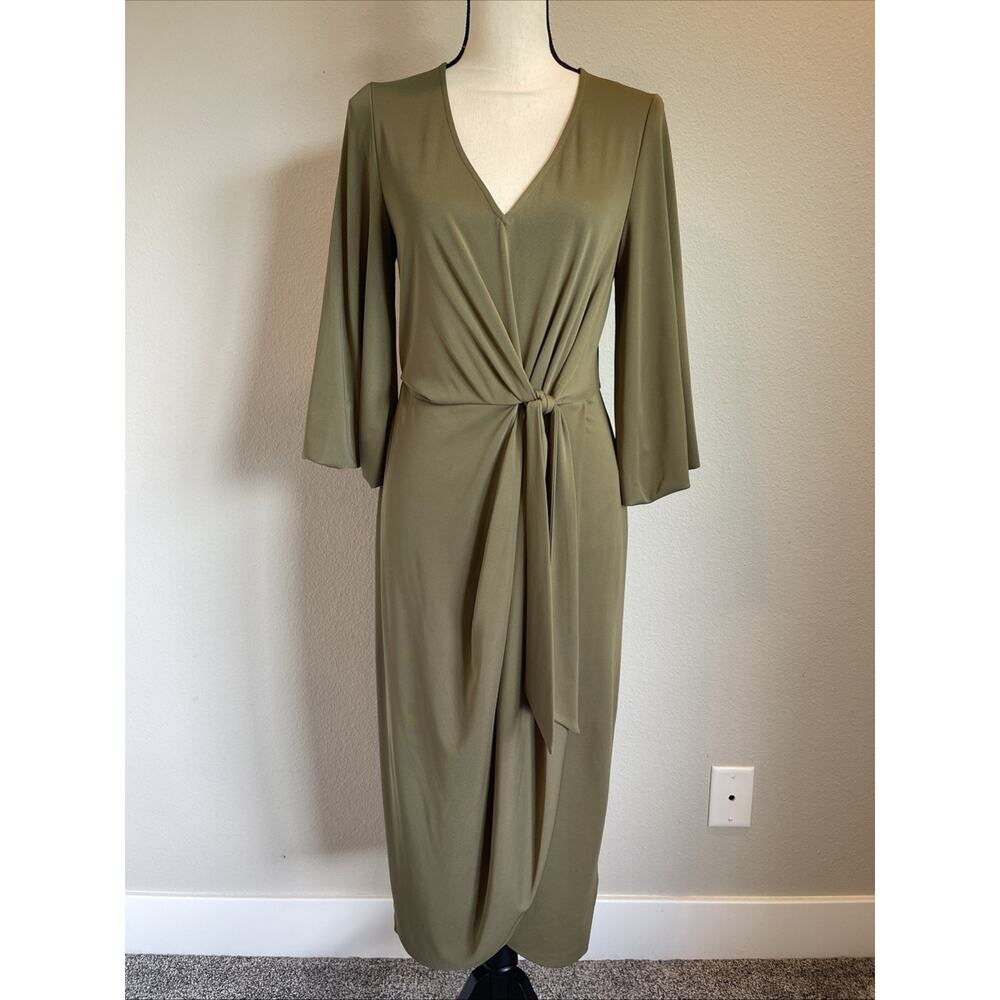 Lauren Ralph Lauren Black Label Stretch Jersey Tie Front MIDI Dress Size 4